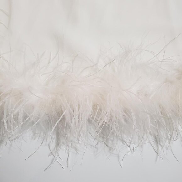 RIXO Womens Bridal Toni Feathered Mini Dress 14 White V-Neck Wedding Par… - Picture 11 of 16